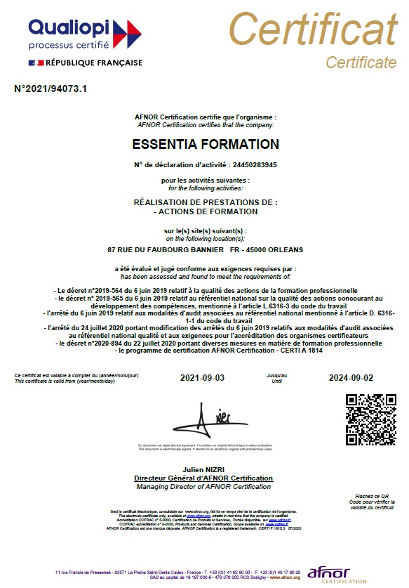 Certificat Qualiopi 2021-2024